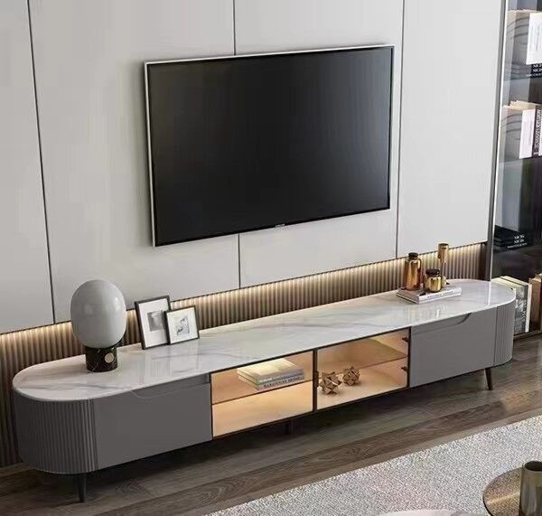 طاولة تلفزيون تريبلي خشبية رمادي و أبيض - 200x62x40 سم