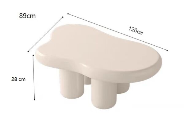 طاولة قهوة كلاوديا خشبية كريمي - 120x89x28 سم