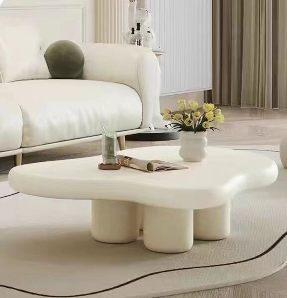 طاولة قهوة كلاوديا خشبية كريمي - 120x89x28 سم