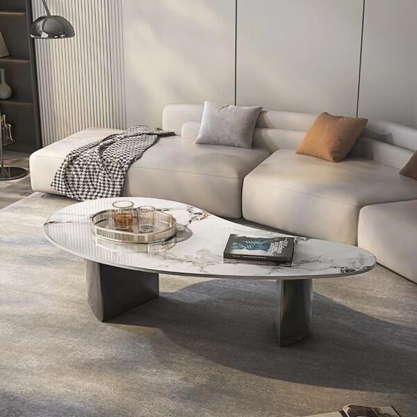 طاولة قهوة كيدني - أبيض رخامي وأسود