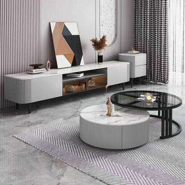 طاولة قهوة كارلوس - رمادي واسود