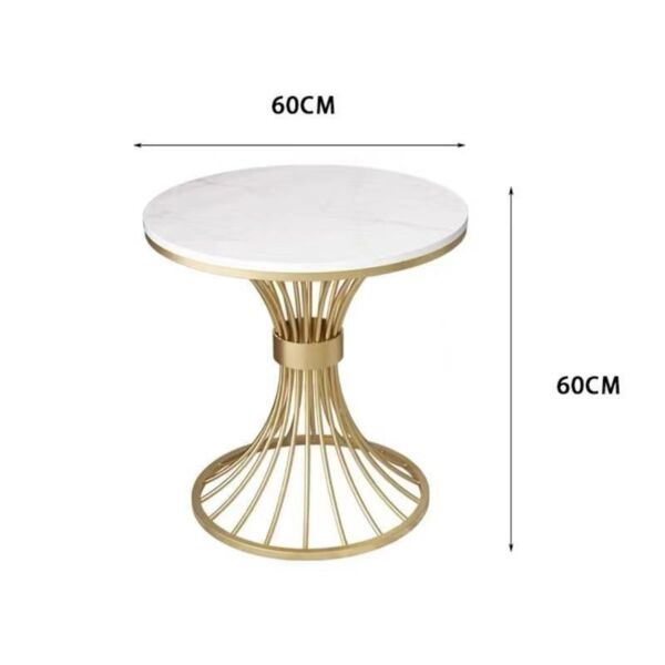 طاولة جانبية سطح سيراميك سمارسكي - ابيض وذهبي