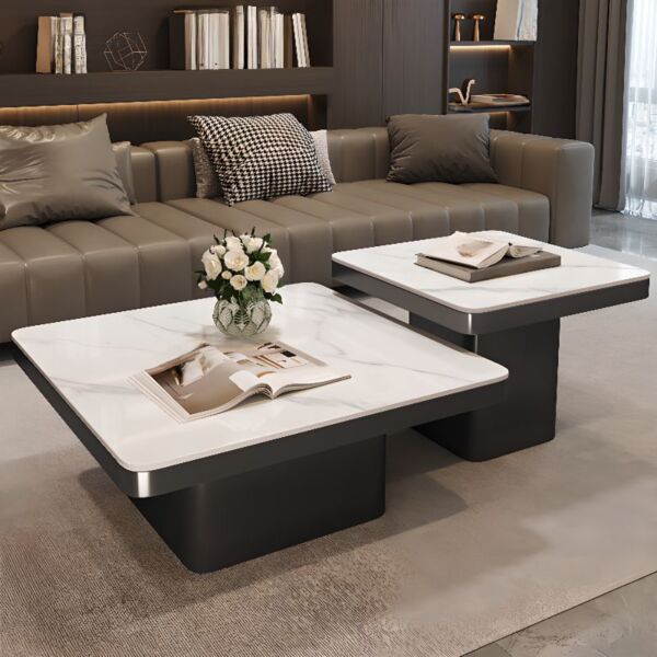 طاولة قهوة مع طاولة جانبية مافي - ابيض واسود