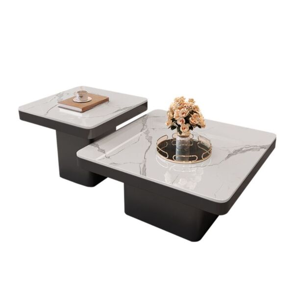 طاولة قهوة مع طاولة جانبية مافي - ابيض واسود