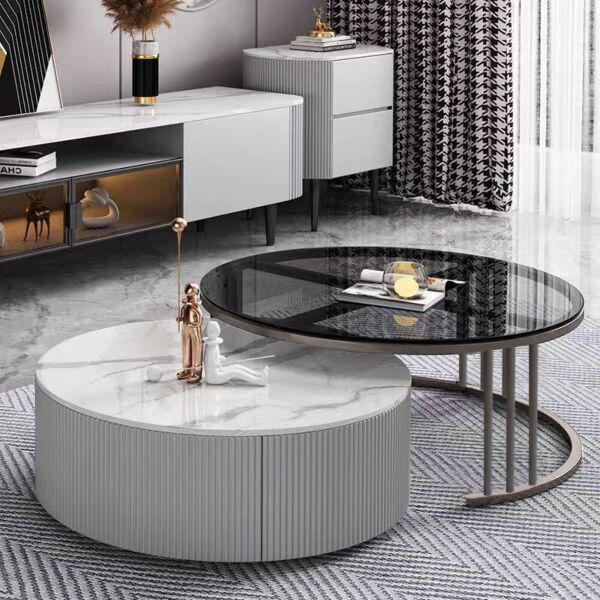 طاولة قهوة من قطعتين كارلوس - رمادي