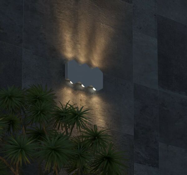 إضاءة جدارية سور زوايا 6 عدسات اطار ابيض 