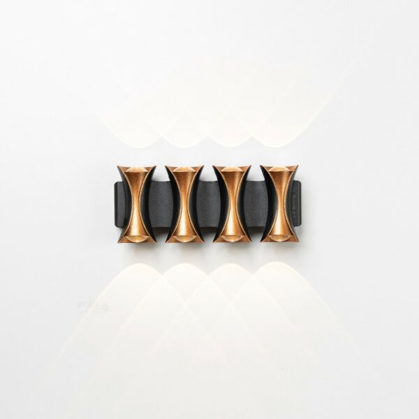 إضاءة جدارية سور لفائف اسود بذهبي 8 لمبات