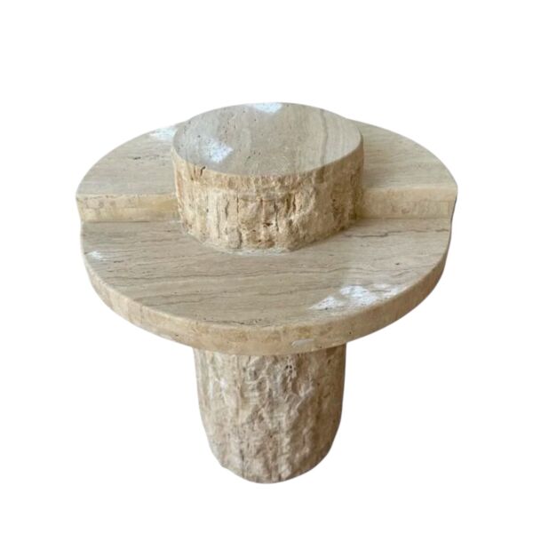 طاولة جانبية رخام الترافنتينو - بيج