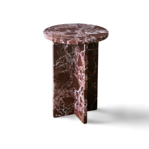 طاولة جانبية رخام طبيعي - أحمر