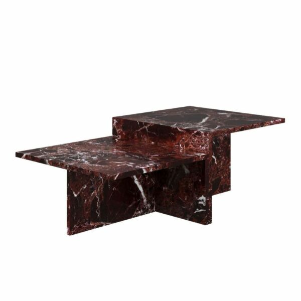 طاولة قهوة رخام طبيعي مانديلا - برغندي
