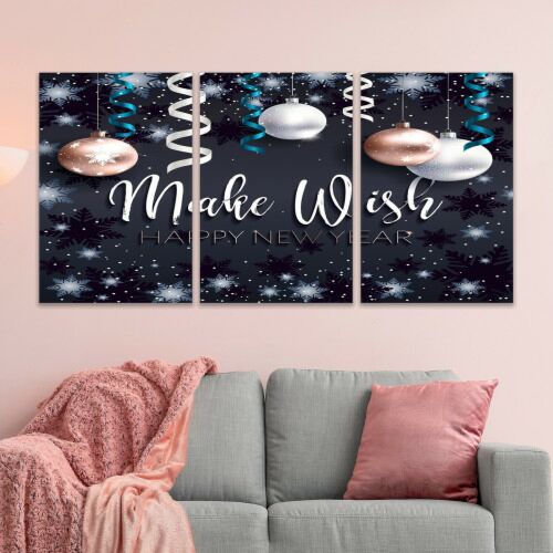 لوحة جدارية فنية بتصميم احتفال الميلاد - ثلاث قطع - مقاس 120x60 سم