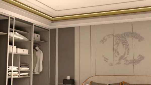 مجرى المنيوم كورنيش عرض 16 مم ارتفاع 80 مم زيتي