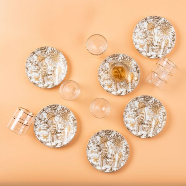 طقم بيالات شاي وقهوة  رويال 18 قطعة - متعدد الالوان