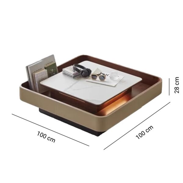 طاولة قهوة ستايلش - بني وبيج وابيض