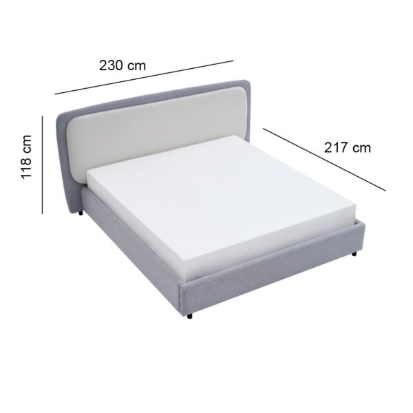 سرير سوبر كينج ريبال - رمادي وبيج