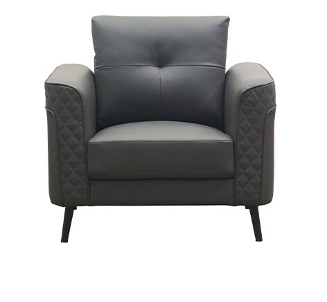 كنب مكتبي نيلا فردي جلد - رمادي