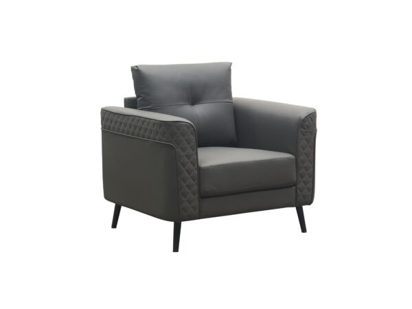 كنب مكتبي نيلا فردي جلد - رمادي