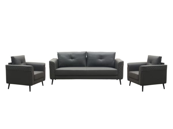 كنب مكتبي نيلا فردي جلد - رمادي