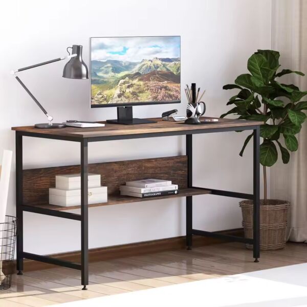 طاولة مكتب كلوي - بني خشبي وأسود