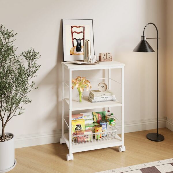 وحدة أرفف متحركة 3 دور سويفت - ابيض