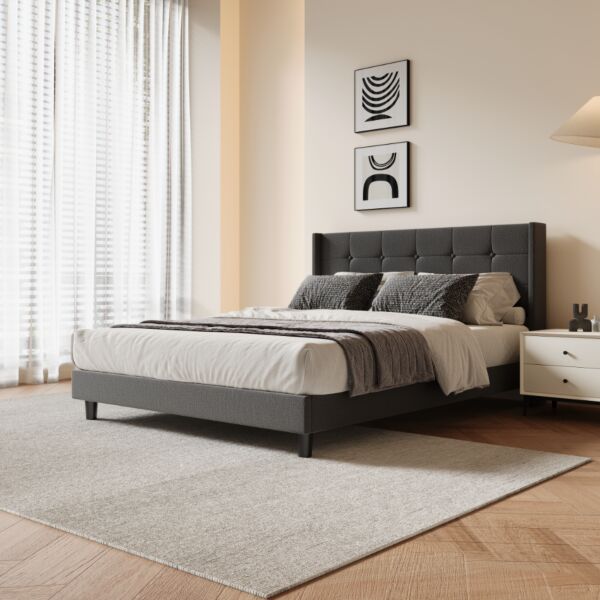 سرير كوين يوتال - رمادي غامق 150*200