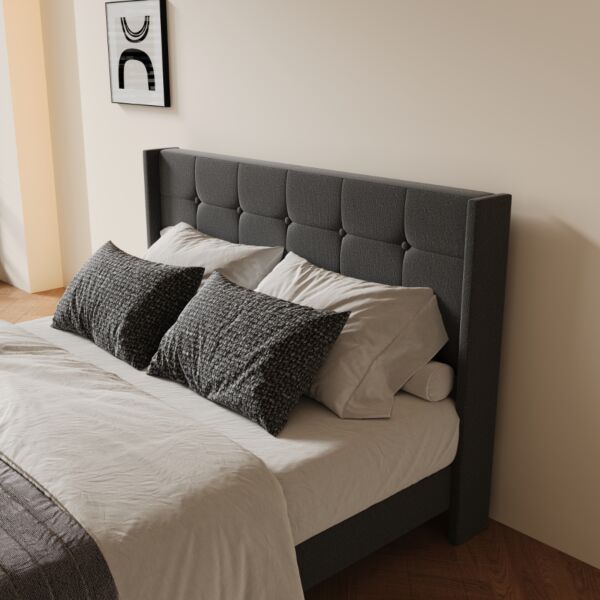 سرير كوين يوتال - رمادي غامق 150*200