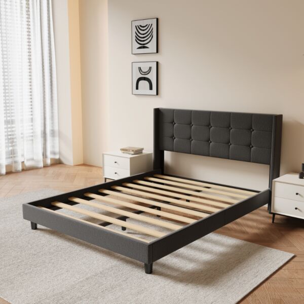 سرير كوين يوتال - رمادي غامق 150*200