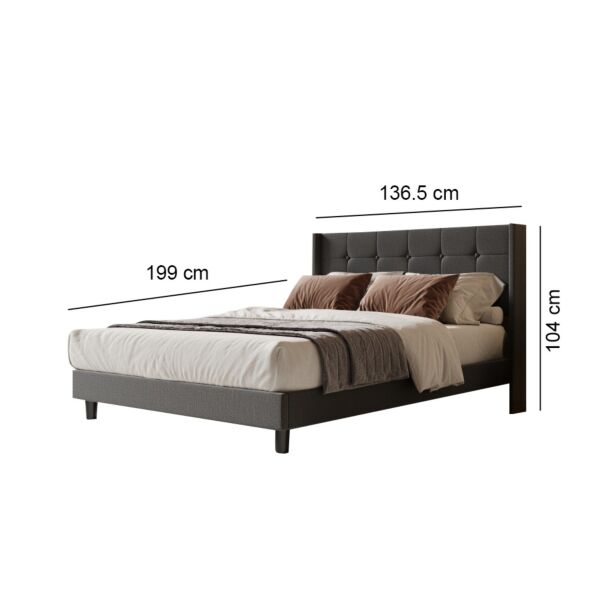 سرير مفرد يوتال - رمادي غامق 140x200