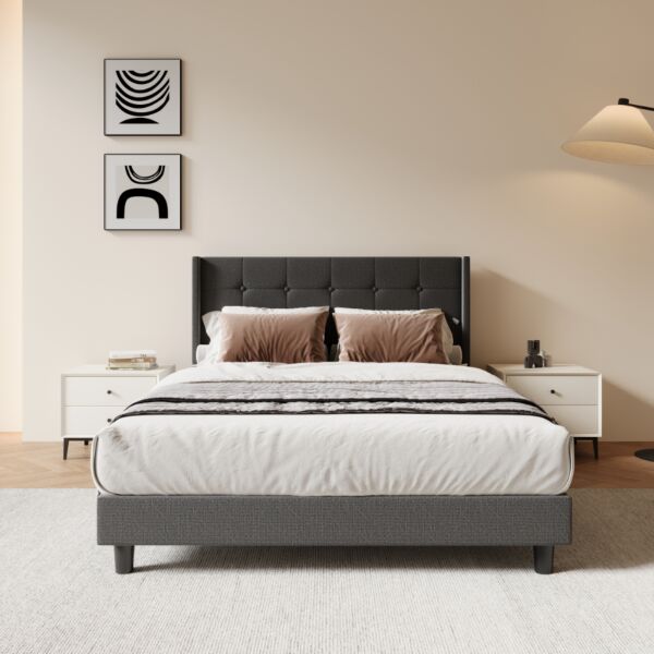 سرير مفرد يوتال - رمادي غامق 140x200