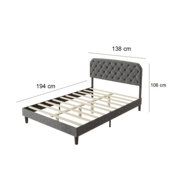 سرير مفرد الونا - رمادي غامق 190x135 سم