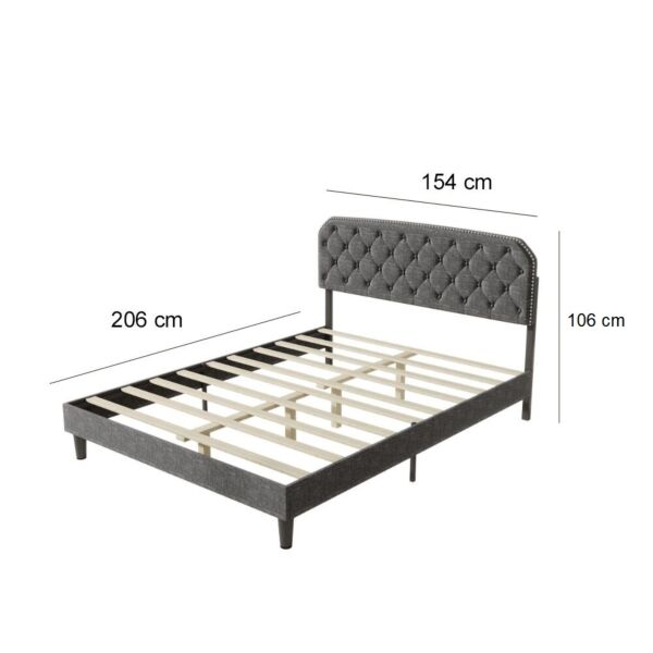 سرير كوين الونا - رمادي غامق 200x150 سم