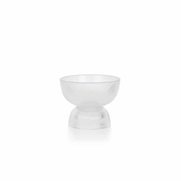 وعاء تقديم بقاعدة دوباي من الزجاج - أبيض , حجم كبير