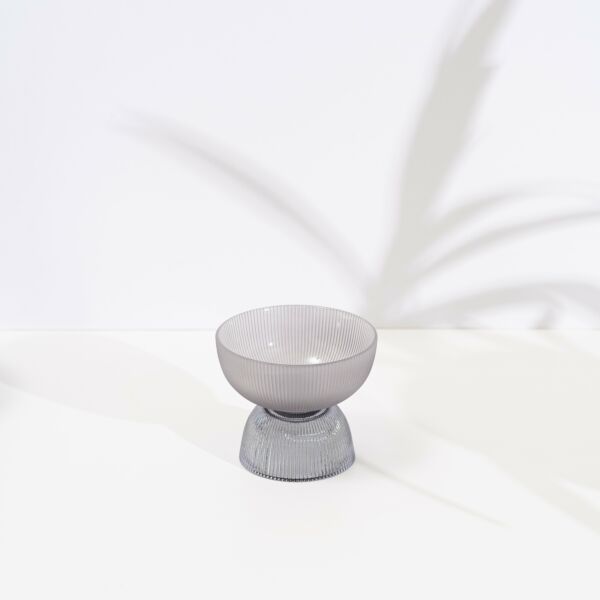 وعاء تقديم بقاعدة دوباي من الزجاج - رمادي , حجم وسط