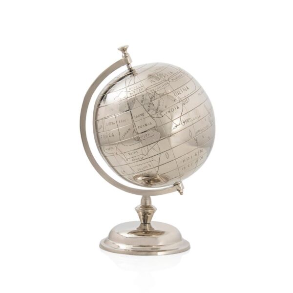 تحفة ديكور جينتل للكرة الأرضية حجم كبير  -  فضي