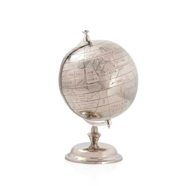 تحفة ديكور جينتل للكرة الأرضية حجم كبير  -  فضي