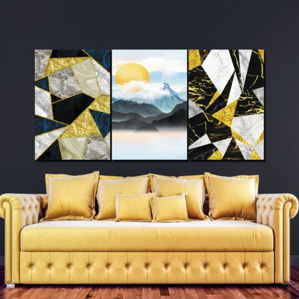 طقم لوحات جدارية فنية اوزجي 3 قطع - متعدد الالوان