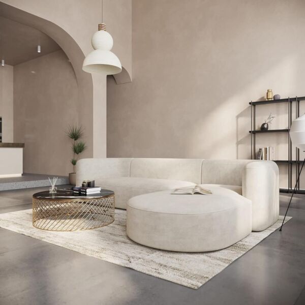 كنب زاوية حرف L فيلفيتا - بيج فاتح