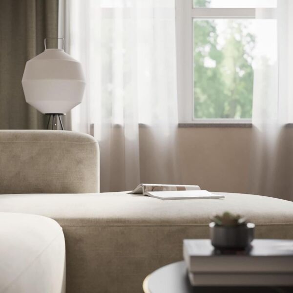 كنب زاوية حرف L فيلفيتا - بيج فاتح