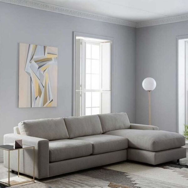 كنبة زاوية شكل حرف L اليرون - رمادي