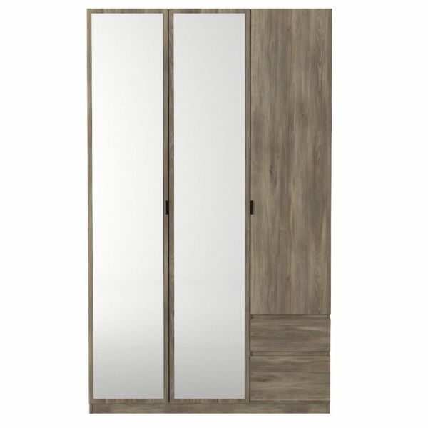 دولاب ملابس 3 ابواب مع مرآة كورا إلم كوڤ - رمادي غامق