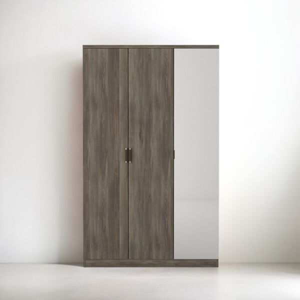 خزانة ملابس إيفا إلم كوڤ 3 أبواب مع مرآة - رمادي 