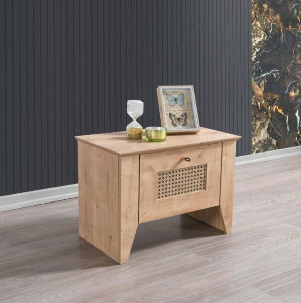 طاولة سرير جانبية مادورا خشبية - بني فاتح