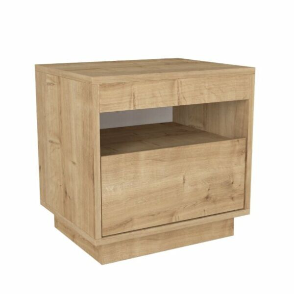 طاولة سرير جانبية تيلا خشبية - بني فاتح