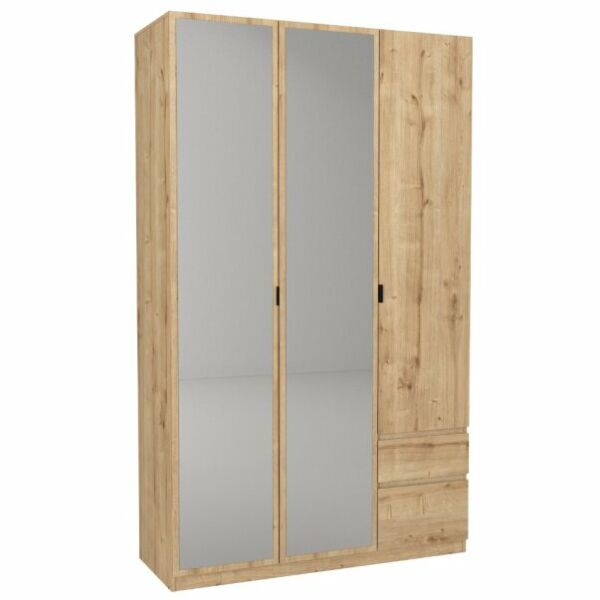 خزانة ملابس 3 ابواب سيترا مع مرآة إلم كوڤ - بني فاتح