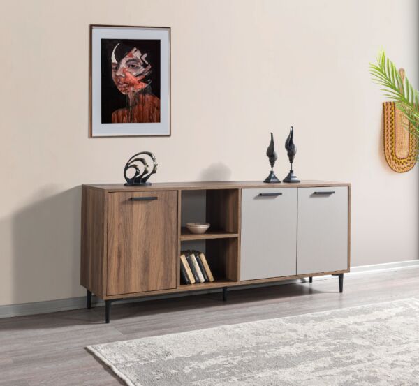 طاولة بوفيه لينتون إلم كوڤ - بني ورمادي