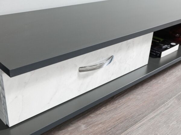 طاولة تلفزيون فينوس إلم كوف - رمادي غامق وأبيض رخامي