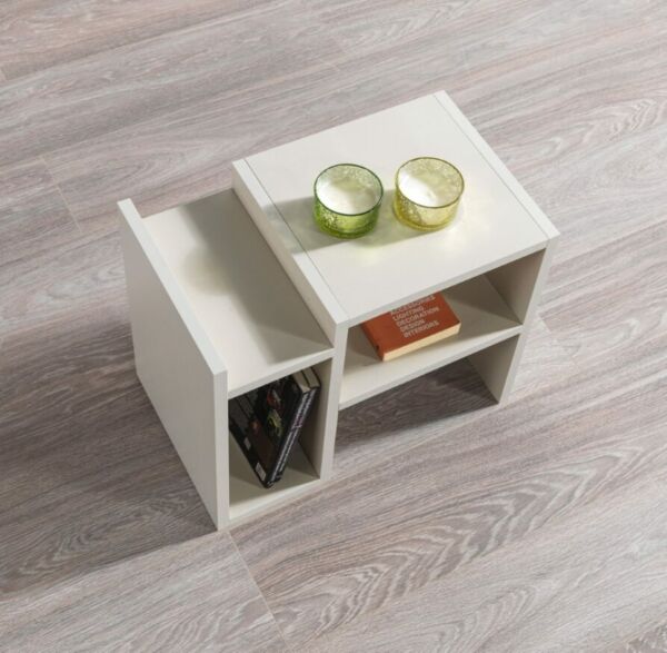 طاولة جانبية اكوا إلم كوڤ خشبية رمادي فاتح