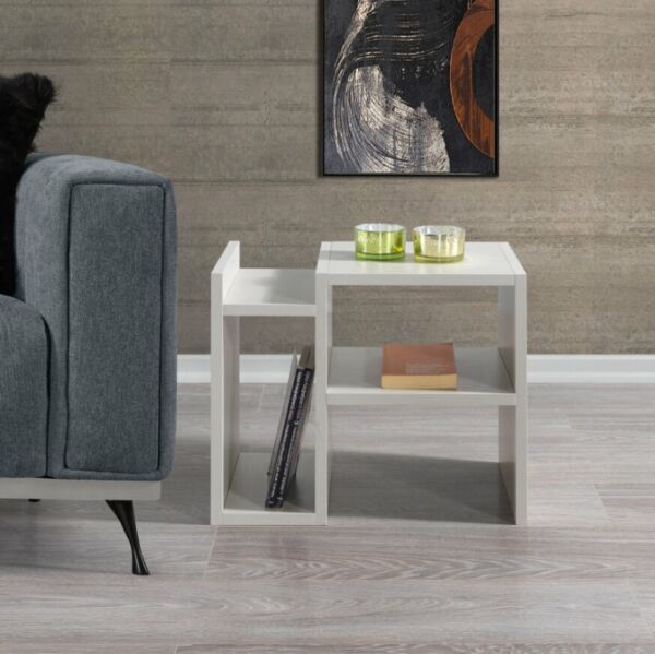 طاولة جانبية اكوا إلم كوڤ خشبية رمادي فاتح