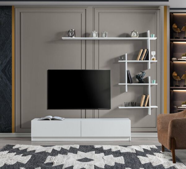 طاولة تلفزيون اهينر جينجر إلم كوڤ خشبية مع رف جداري