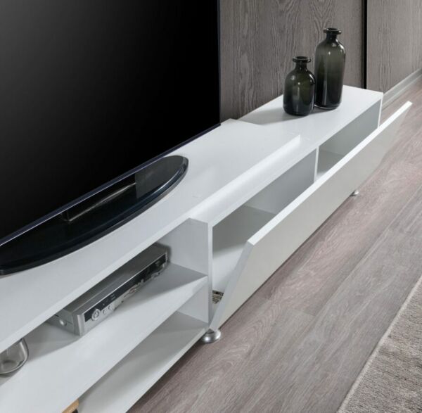 طاولة تلفزيون ديزان إلم كوف خشبية مع رف أبيض